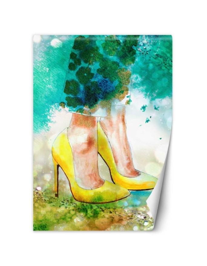 Glamour wall murals - Yellow pins watercolour abstract | FEEBY