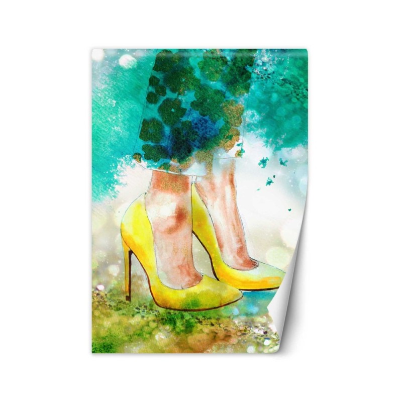 Glamour wall murals - Yellow pins watercolour abstract | FEEBY