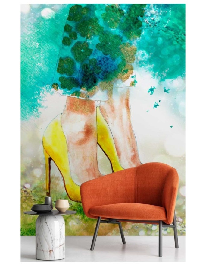 Glamour wall murals - Yellow pins watercolour abstract | FEEBY