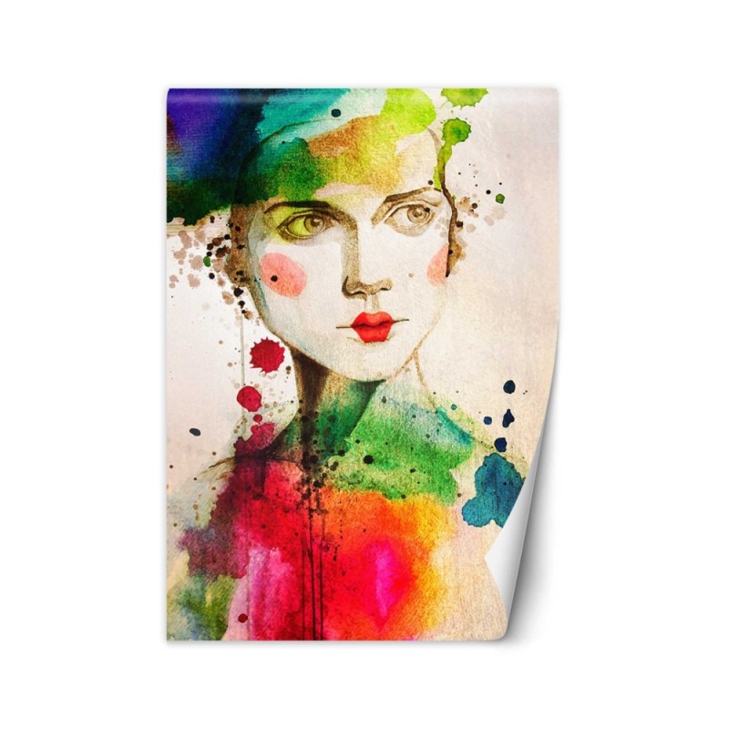 Designer wall murals - Portrait of a woman watercolour abstract | FEEBY