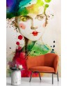 Designer wall murals - Portrait of a woman watercolour abstract | FEEBY