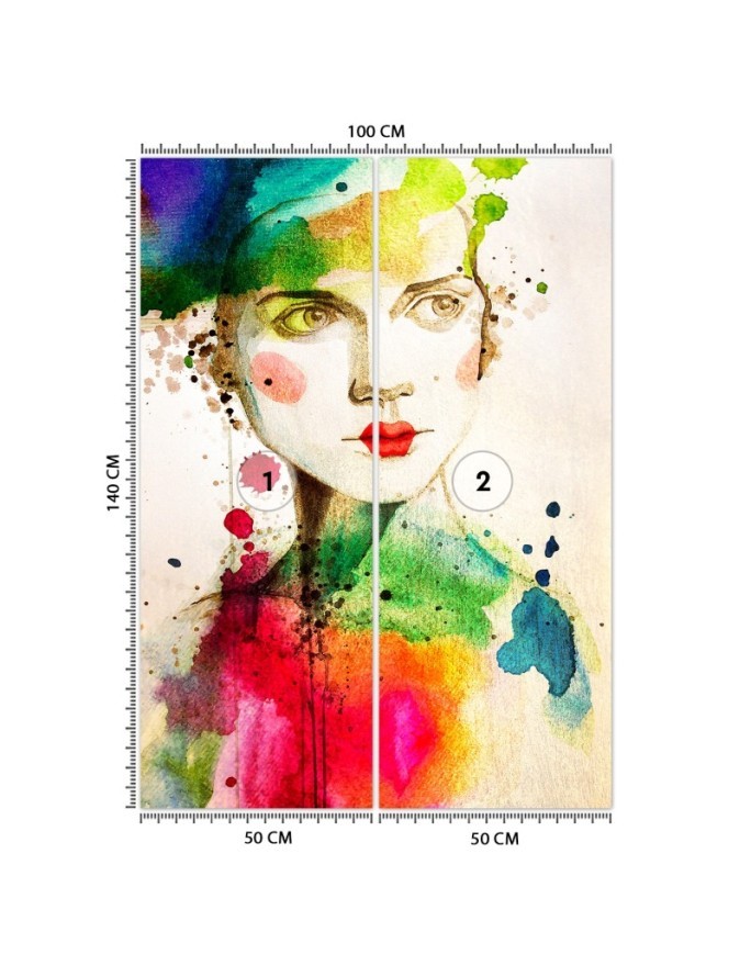 Designer wall murals - Portrait of a woman watercolour abstract | FEEBY
