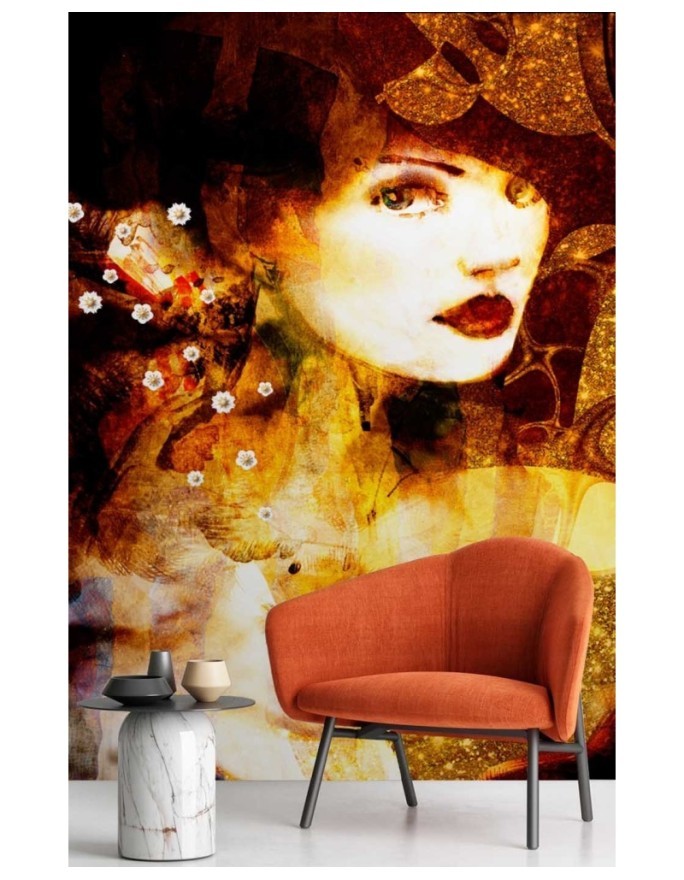 Glamour wall murals - Portrait of a golden woman watercolour | FEEBY