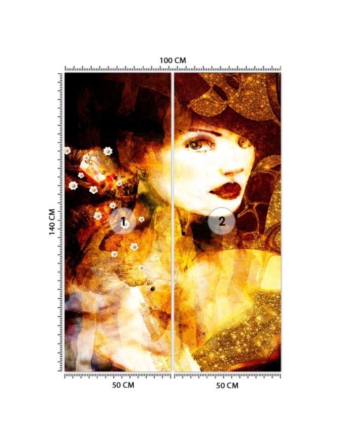 Glamour wall murals - Portrait of a golden woman watercolour | FEEBY