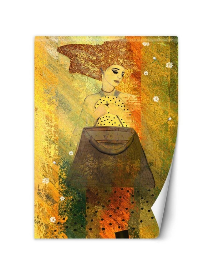 Glamour wall murals - Woman in gold watercolour | FEEBY