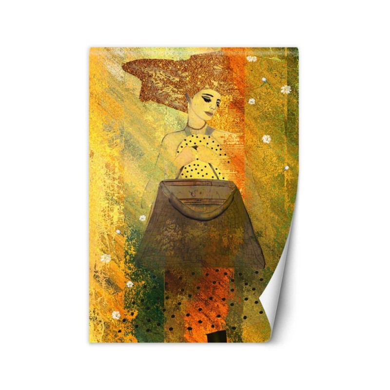 Glamour wall murals - Woman in gold watercolour | FEEBY