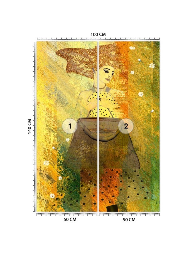 Glamour wall murals - Woman in gold watercolour | FEEBY