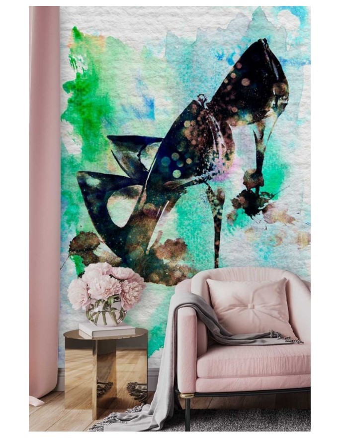 Glamour wall murals - Black stilettos watercolour abstract | FEEBY