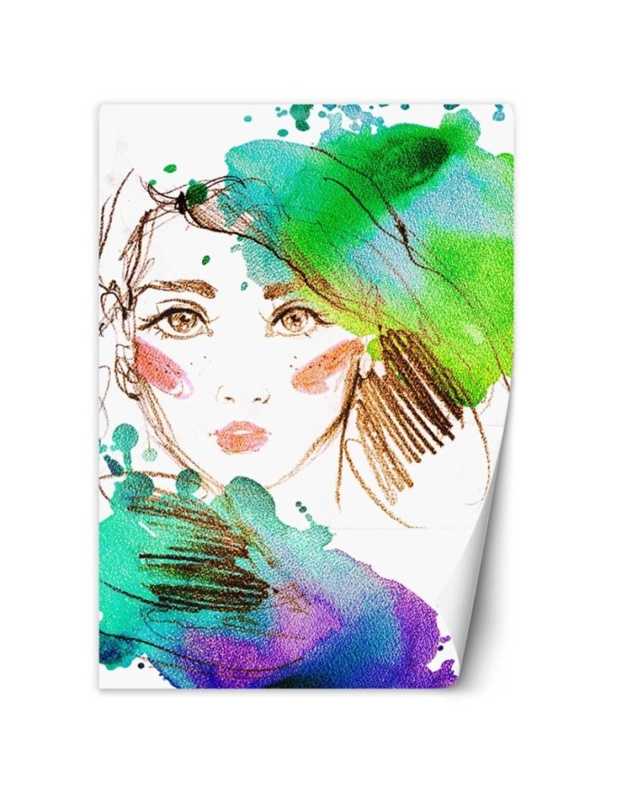 Inspirational wall murals - Portrait of a woman watercolour abstract | FEEBY