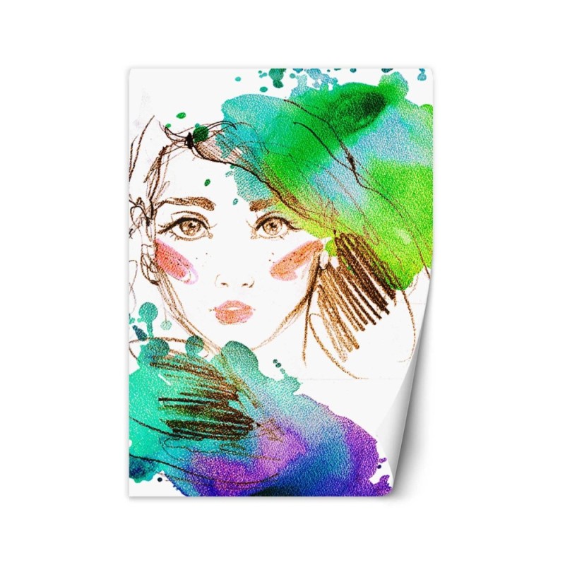 Inspirational wall murals - Portrait of a woman watercolour abstract | FEEBY