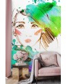 Inspirational wall murals - Portrait of a woman watercolour abstract | FEEBY