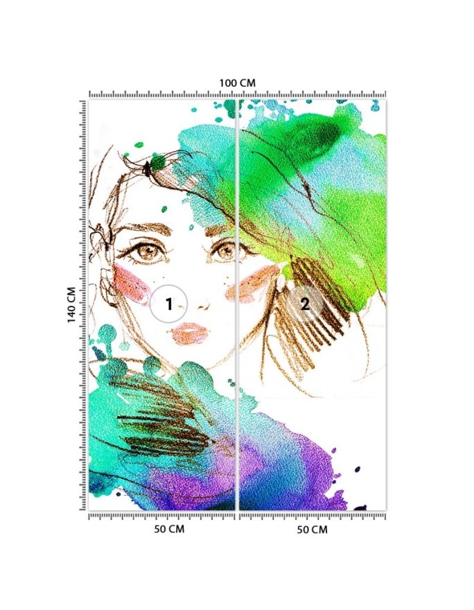 Inspirational wall murals - Portrait of a woman watercolour abstract | FEEBY