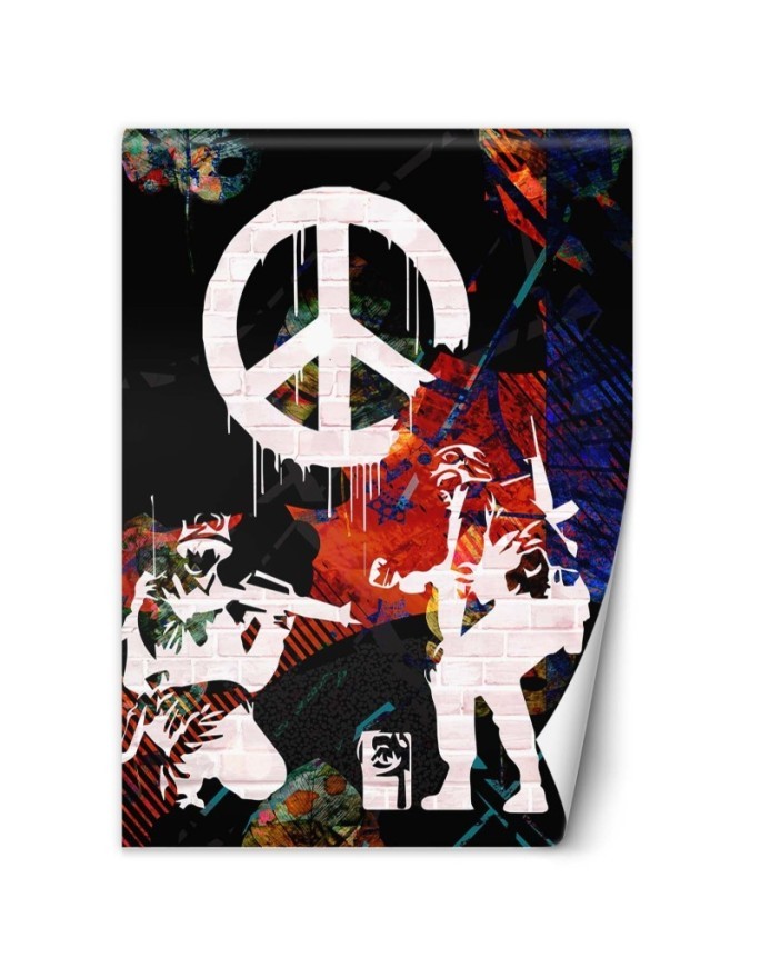 Original murals - Banksy Soldiers and peace sign | FEEBY