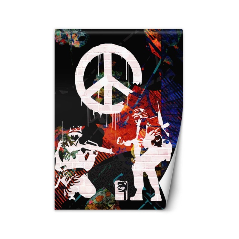 Original murals - Banksy Soldiers and peace sign | FEEBY