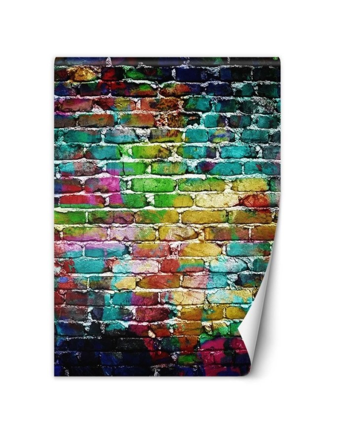 Texture wall mural - Rainbow brick | FEEBY