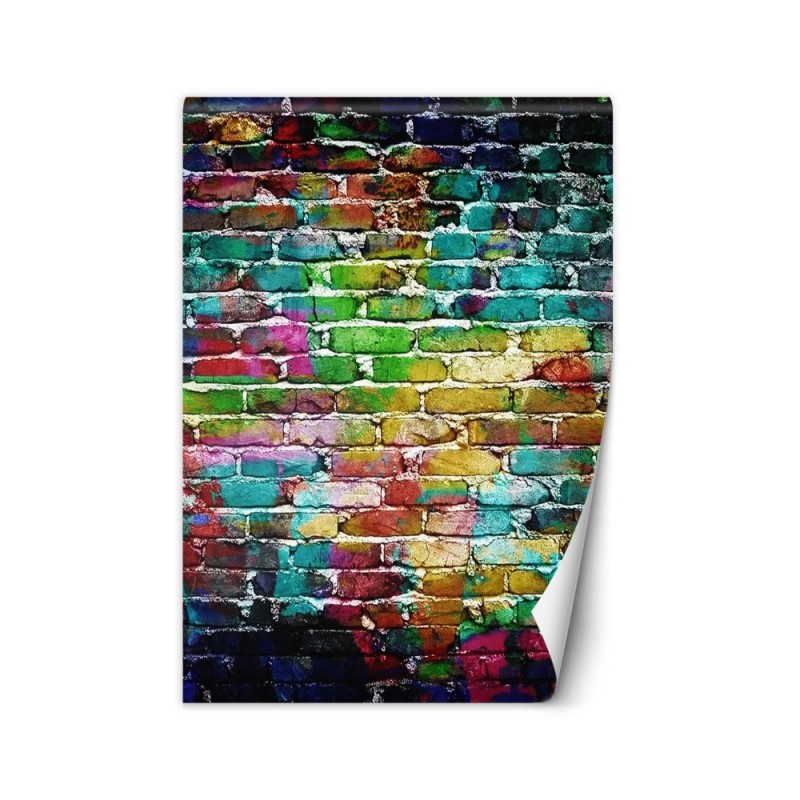 Texture wall mural - Rainbow brick | FEEBY