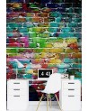 Texture wall mural - Rainbow brick | FEEBY
