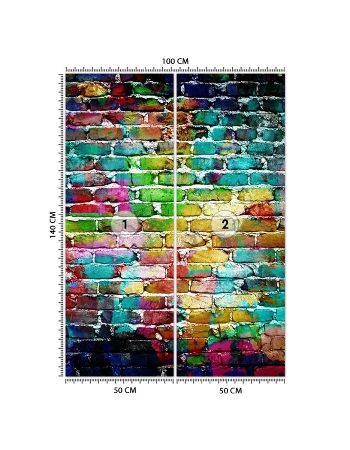 Texture wall mural - Rainbow brick | FEEBY