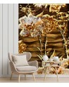 Glamour wall mural - Golden flowers | FEEBY