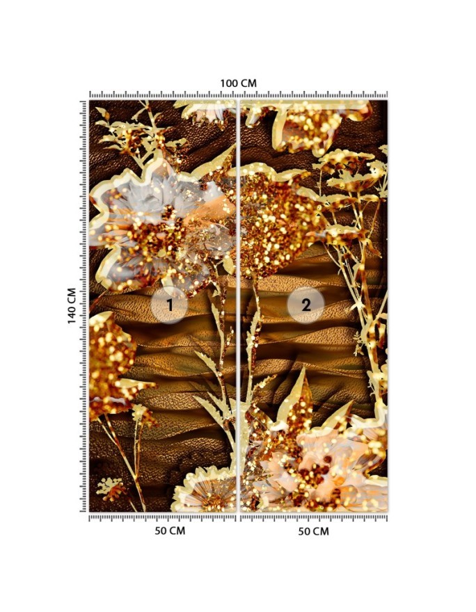 Glamour wall mural - Golden flowers | FEEBY
