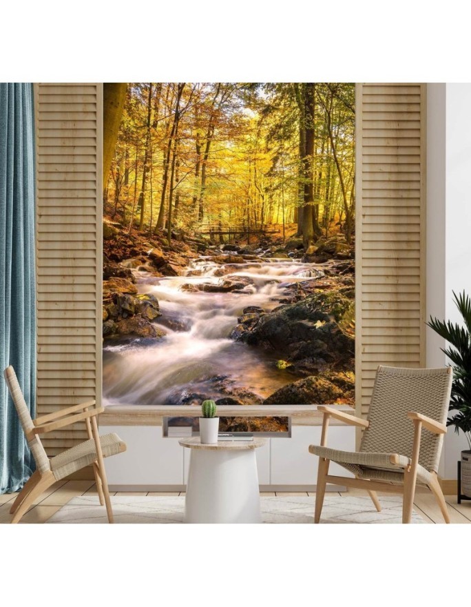 Fleece Wallpapers - Autumn forest waterfall | FEEBY