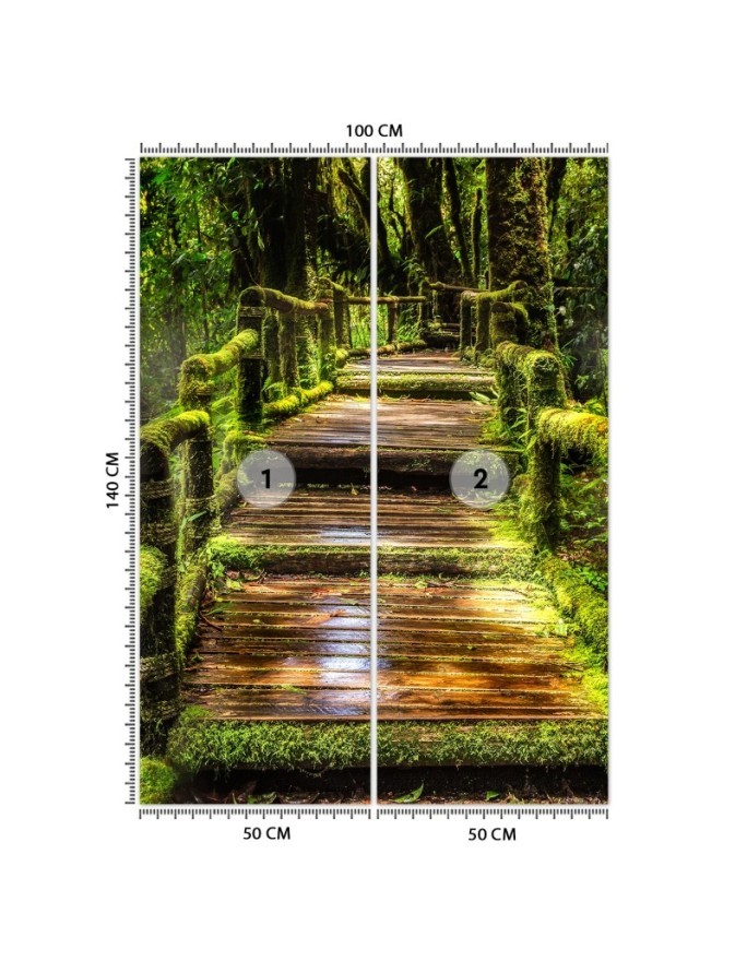 Landscape wall murals - Bridge in a green forest | FEEBY