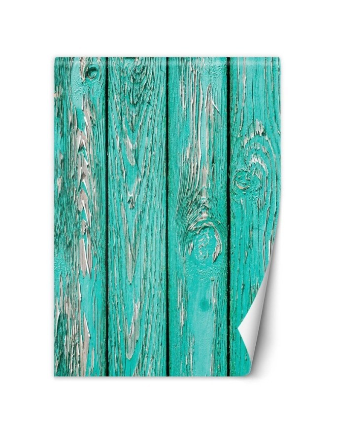 Texture wall mural - Turquoise planks | FEEBY