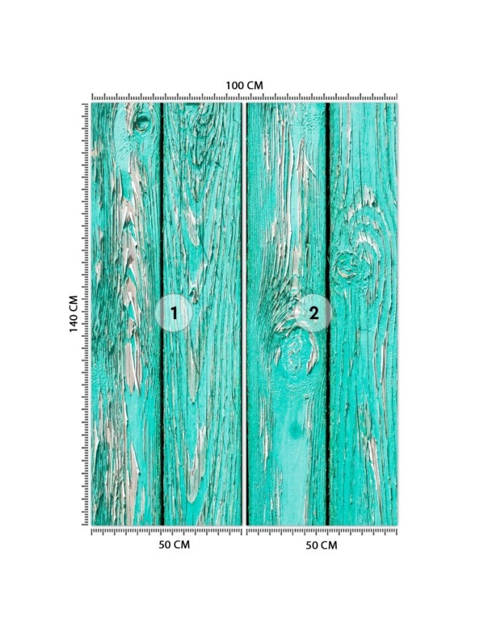 Texture wall mural - Turquoise planks | FEEBY