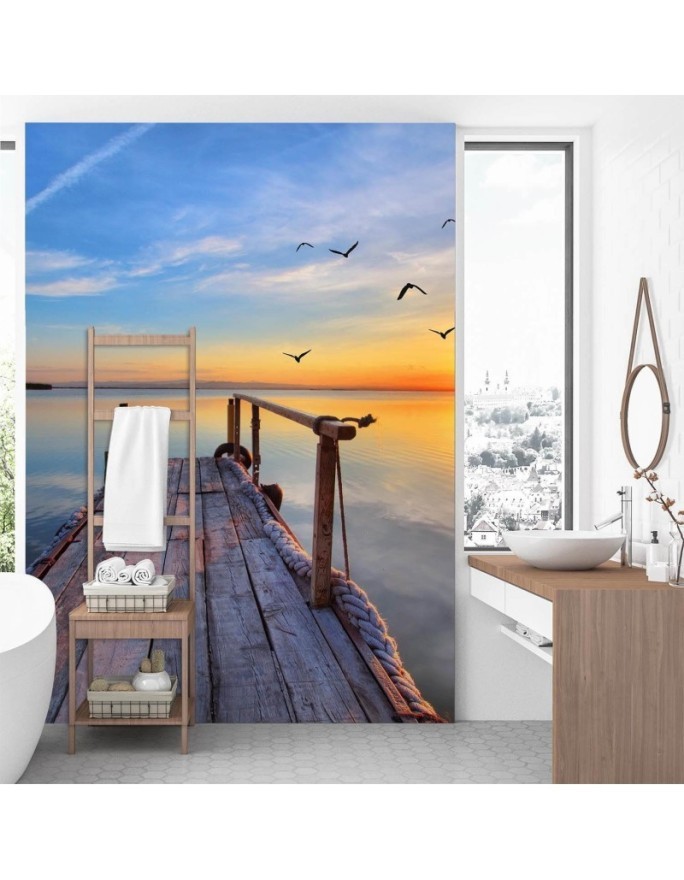 Original wall mural - Sunrise over the lake | FEEBY