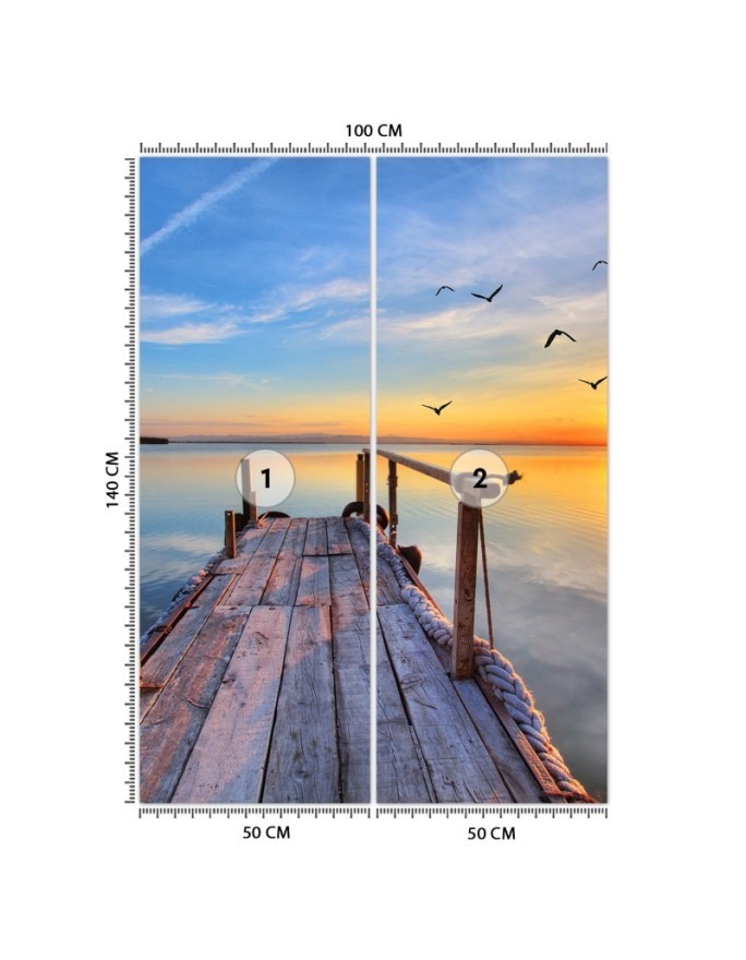 Original wall mural - Sunrise over the lake | FEEBY