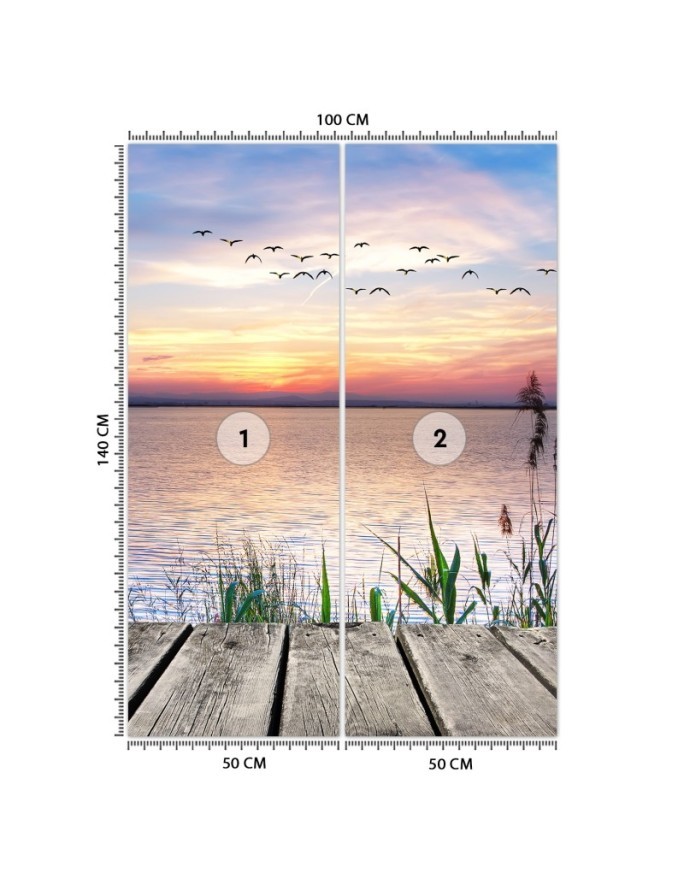 Modern wall murals for the living room - Birds by the sea | FEEBY