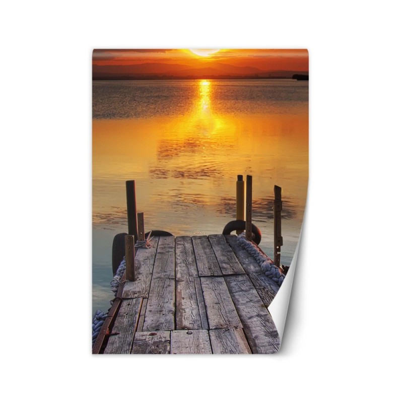 Wall mural for living room - Bridge at sunset | FEEBY
