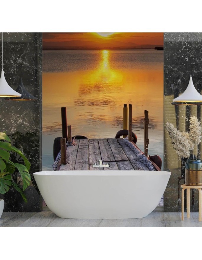 Wall mural for living room - Bridge at sunset | FEEBY