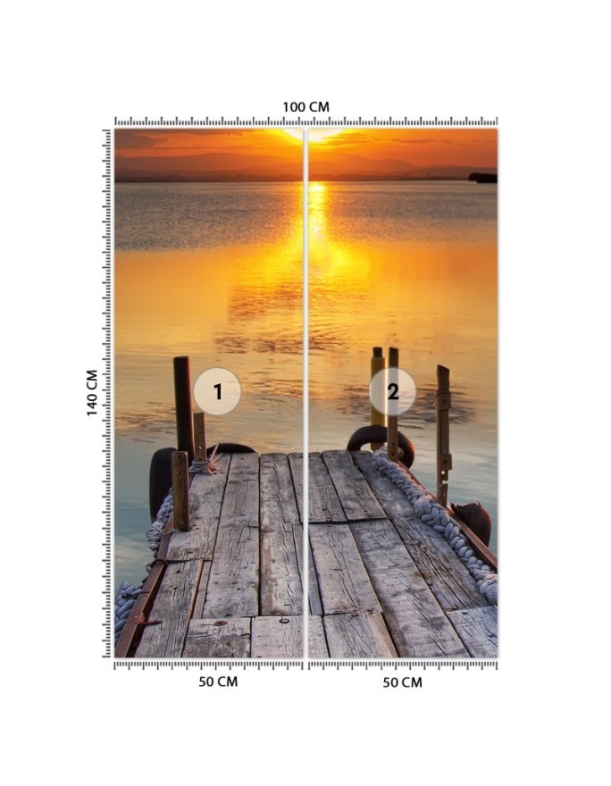 Wall mural for living room - Bridge at sunset | FEEBY