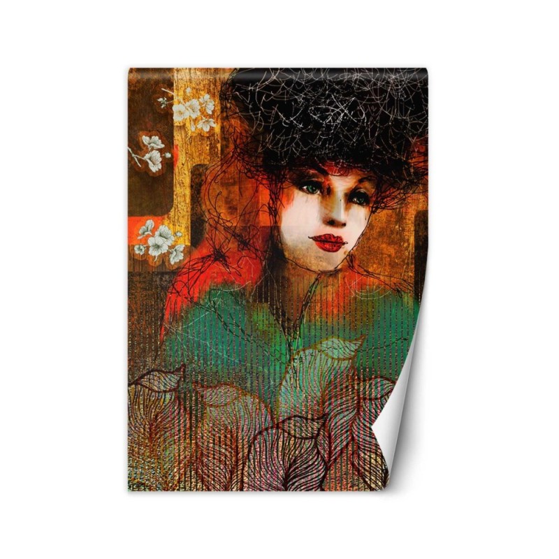 Bedroom wall mural - Portrait of a woman abstract | FEEBY