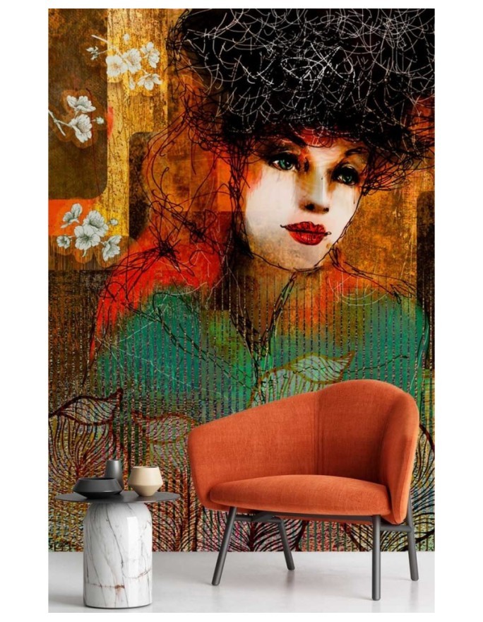 Bedroom wall mural - Portrait of a woman abstract | FEEBY