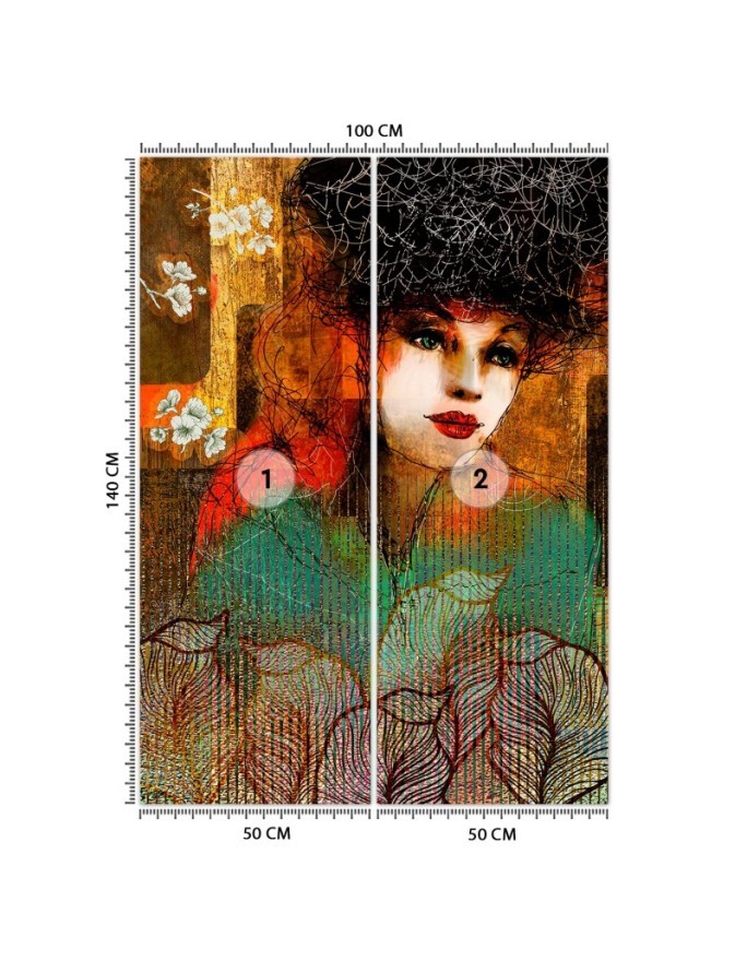 Bedroom wall mural - Portrait of a woman abstract | FEEBY