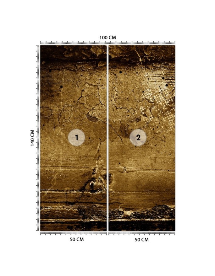 Original wall mural for living room - Gold grunge abstraction | FEEBY