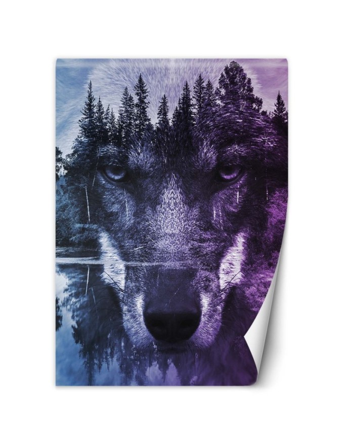 Wall mural Wolf forest in fog