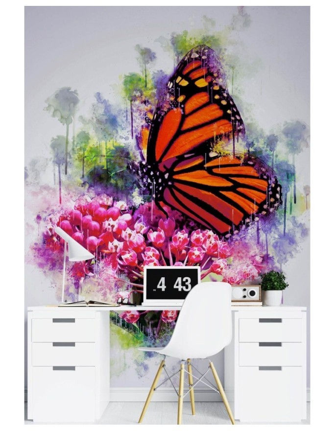 Children's room wall mural - Butterfly on a flower Cornel Vlad | FEEBY