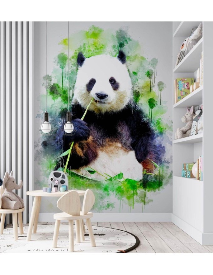 Children's room wall mural - Eating panda Cornel Vlad | FEEBY