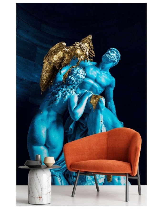 Wall mural - Blue figures and golden bird Gab Fernando | FEEBY