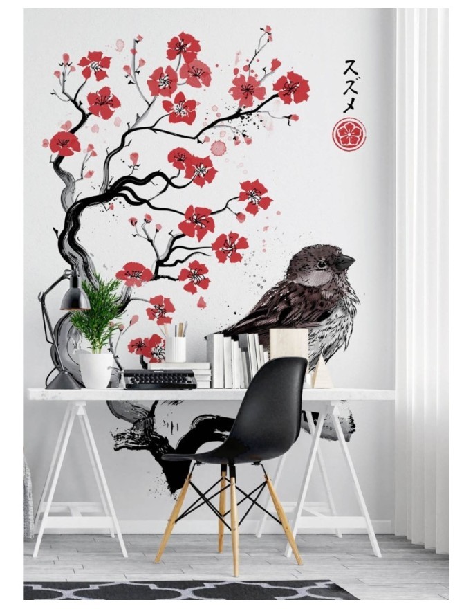 Fashion Wallpaper - Bird on a cherry tree branch Dr.Monekers | FEEBY