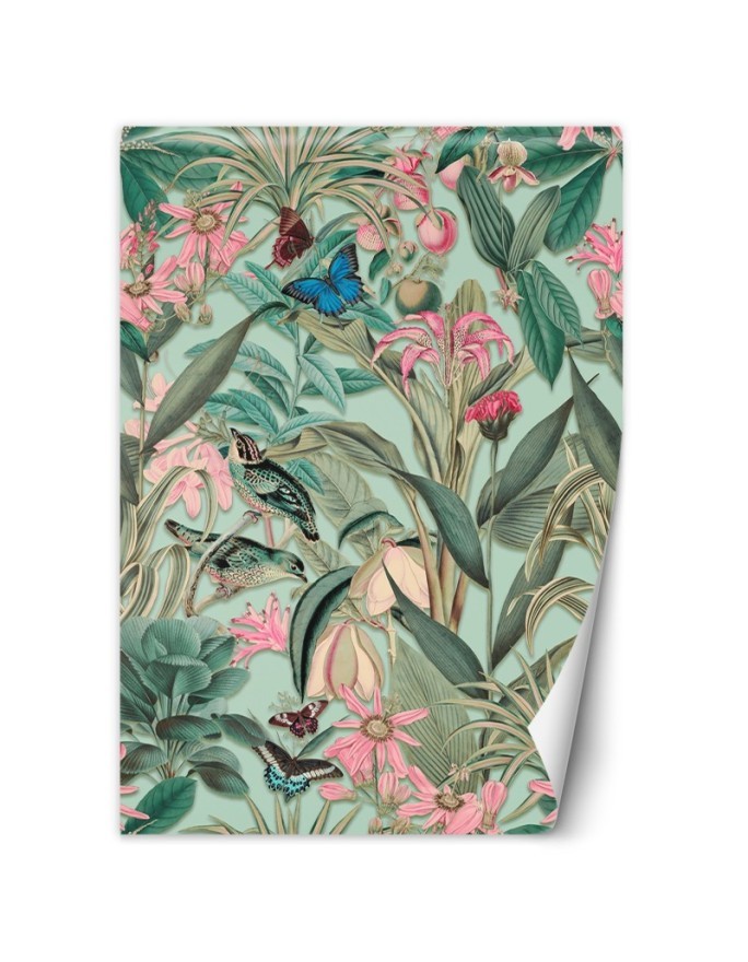 Exotic Wallpaper - Pink Flowers on a background of green leaves Andrea Haase | FEEBY