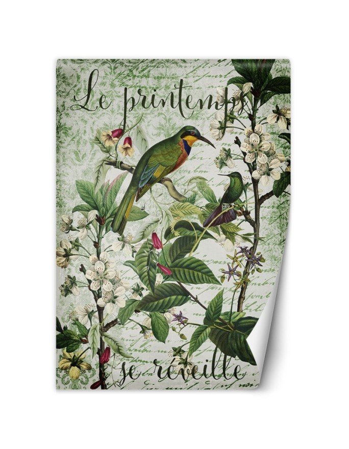 Wallpaper - Bird on branch leaves on green background Andrea Haase | FEEBY