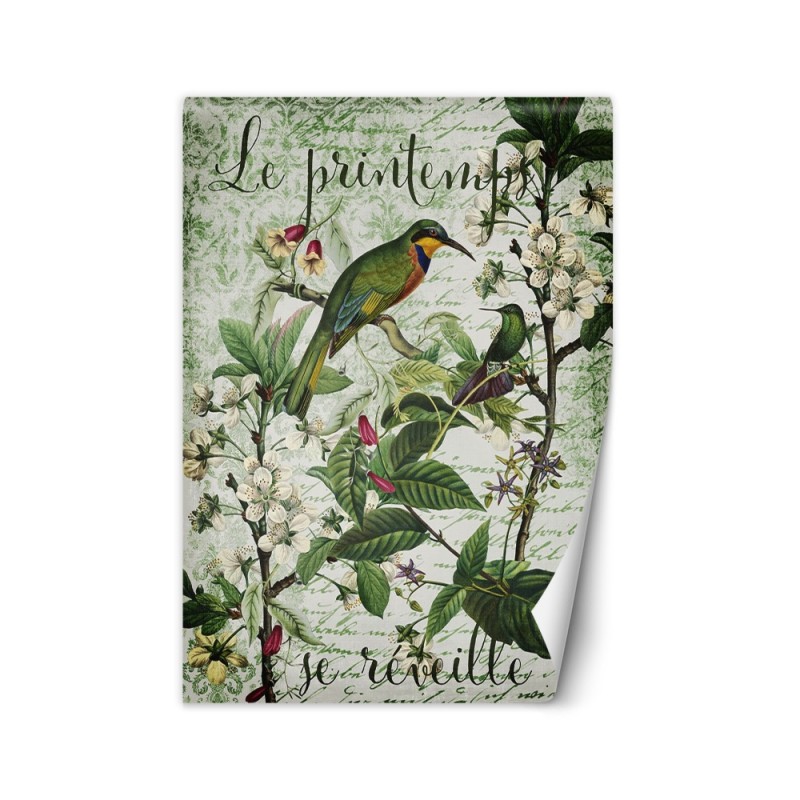 Wallpaper - Bird on branch leaves on green background Andrea Haase | FEEBY
