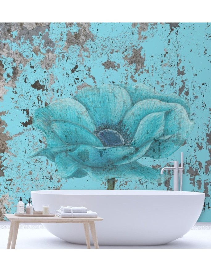 Modern Wallpapers - Turquoise shabby chic flower | FEEBY