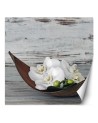 Stylish Wallpapers - White orchid flowers on old board background | FEEBY