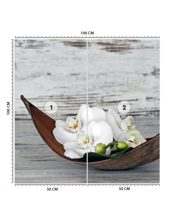 Stylish Wallpapers - White orchid flowers on old board background | FEEBY