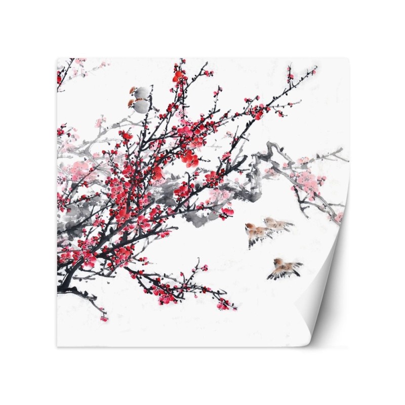 Beautiful wall murals - Birds on a cherry blossom branch | FEEBY